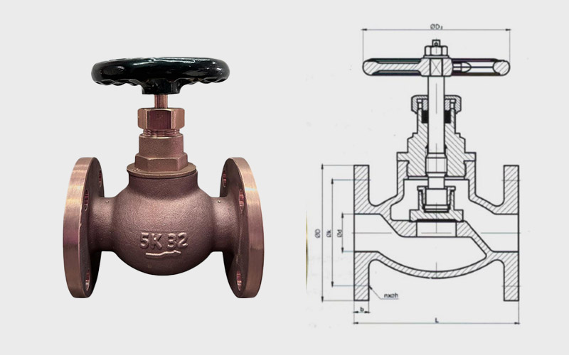 JIS F7301 Glob Vana Düz Bronz - 5K