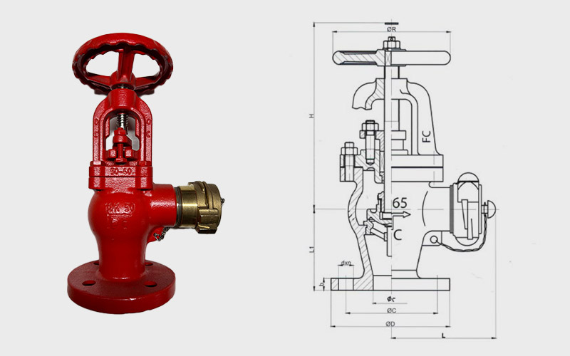 JIS F7333 Yangın Vana Köşe Pik - 5K