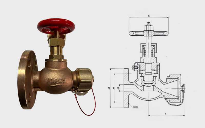 JIS F7334 Yangın Vana Düz Bronz - 5K