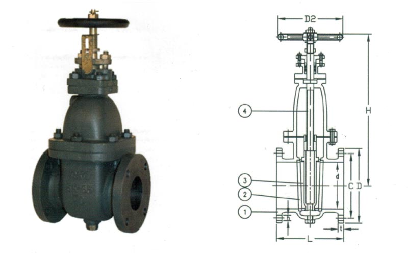 Jis Tip Marin Dökme Demir Sürgülü Vana 5k 