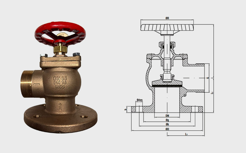 Yangın Vanası (Gönye Tip, Bronz, Flanslı)